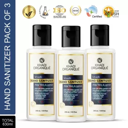 India Desire : Buy Khadi Organique Skin Hand Sanitizer Bottle  (3 x 210 ml) At Rs 315 From Flipkart